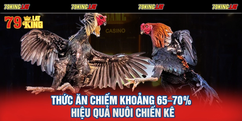 Thức ăn chiếm khoảng 65–70% hiệu quả nuôi chiến kê